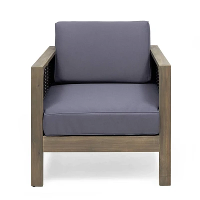 Christopher Knight Home Luna Outdoor Acacia and Wicker Club Chair Gray/Mixed Gray/Dark Gray