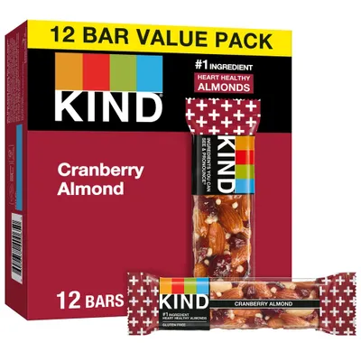 KIND Bars Cranberry Almond Gluten Free Snacks - 12ct