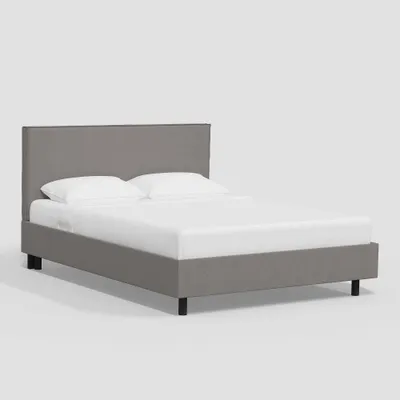 Full Fanie Slipcover Platform Bed in Linen Gray - Threshold: Pine Frame, Low Profile