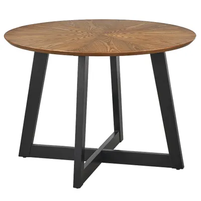 Jonas Round Dining Table Light Walnut/Black - Buylateral: Mid-Century, Sunburst Design, Seats 4