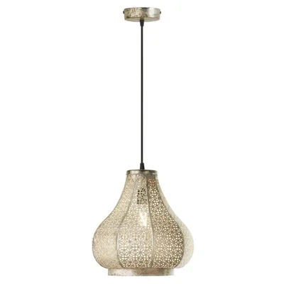 12 Augustus Antique Metal Bell Shade Pendant Ceiling Light Silver - River of Goods: Kitchen Island, Hanging Room Lamp