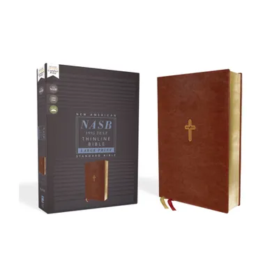 Nasb, Thinline Bible, Large Print, Leathersoft, Brown, Red Letter Edition, 1995 Text, Comfort Print - by Zondervan (Leather Bound)