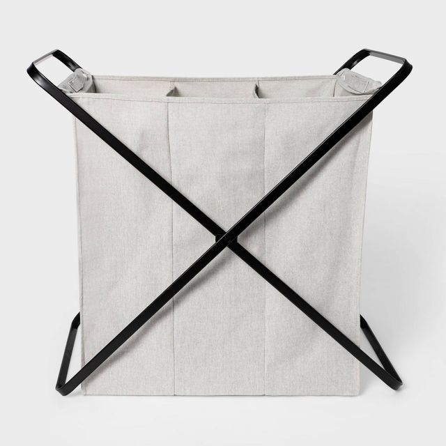 Folding X-Frame  Hamper Matte Black - Brightroom: Clothes Hamper with Removable Liner, 3 Compartments