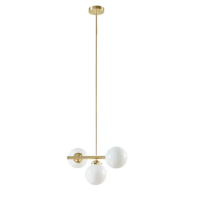 3-Light Aurelia Chandelier with Frosted Glass Globe Gold - Ink+Ivy: Adjustable Height, Iron Body, E12 Base