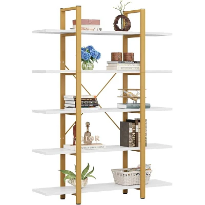 LITTLE TREE 70.07 5 Tier Bookshelf Open Etagere Bookcase Brown