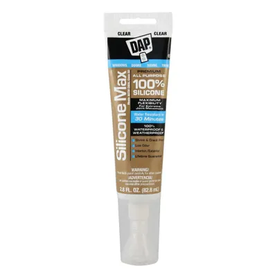 DAP Silicone Max Window and Door 2.8oz Clear: Lifetime Warranty Sealant for Windows & Doors