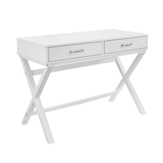 Penney Mid-Century Modern 2 Drawer Desk White - Linon
