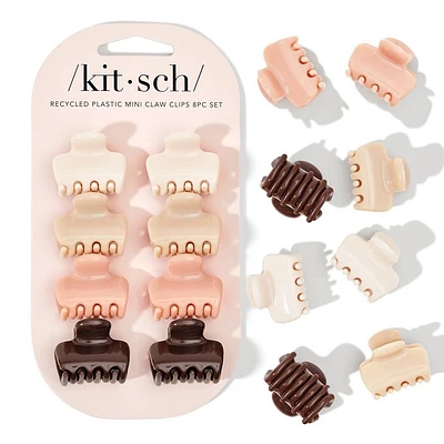 Kitsch Recycled Plastic Mini Puffy Claw Clips - 8pc - Rosewood