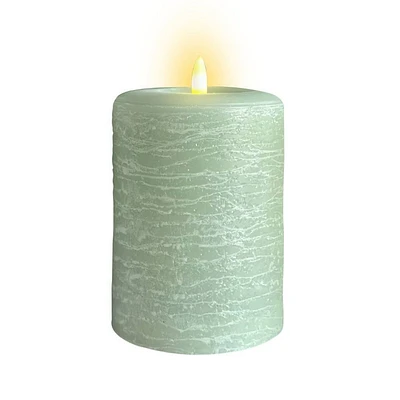 LumiPur 3.5x5 Signature Natural Glow Flameless Wax Pillar LED Candle Sage Green