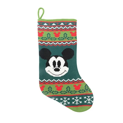 19 Disney Mickey Mouse & Friends Mickey Mouse Knit Christmas Stocking Green