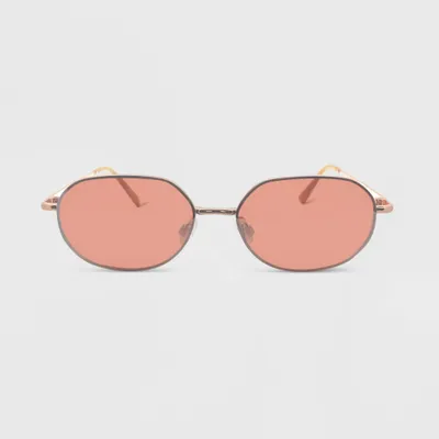 Womens Metal Oval Sunglasses