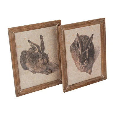 Storied Home (Set of 2) Wood Framed Rabbit Portrait Wall Art Set