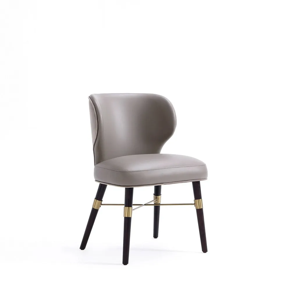 Manhattan Comfort Modern Strine Dining Chair Upholstered in Velvet and Leatherette with Solid Wood Legs in Dark Taupe - Set of 2 Manhattan Comfort Modern Strine Dining Chair Upholstered in Velvet and Leatherette with Solid Wood Legs in Dark Taupe - Set of 2