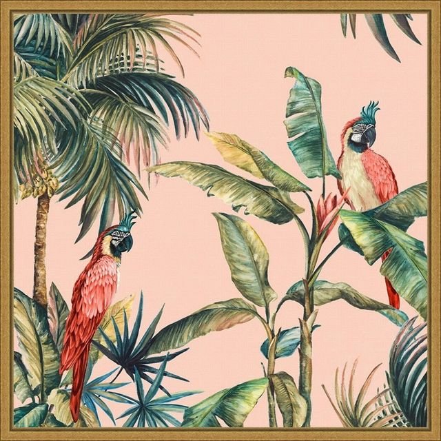 16 x 16 Tropicano II by Eva Watts Framed Canvas Wall Art - Amanti Art: Modern Style, Nature & Animal Lithograph, Sawtooth Back Mount