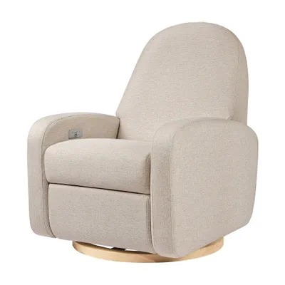 Babyletto Nami Glider Power Recliner with Electronic Control and USB -  Eco-Weave/Light Wood Base