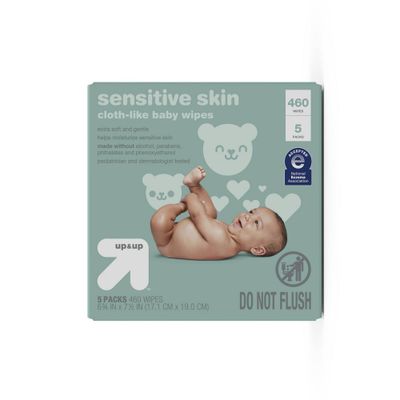 Sensitive Skin Baby Wipes - 5pk/460ct Total - up & up