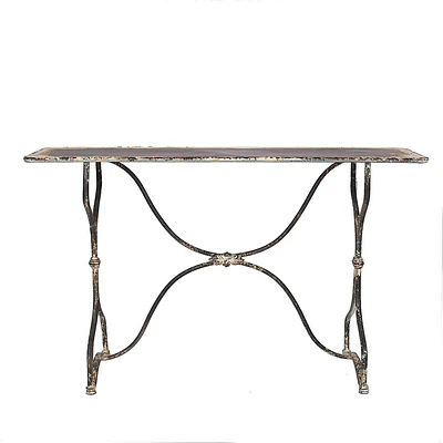 Storied Home Vintage Metal Sofa Console Table Distressed Black/White: Rustic Antique Design, 55.25 Length