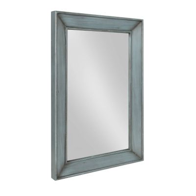 Kate & Laurel All Things Decor 23 x 35 Yuda Wooden Wall Mirror Blue: Modern Style, No Assembly Required, Wall Mount