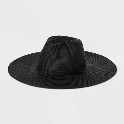 Straw Wide Brim Fedora Hat