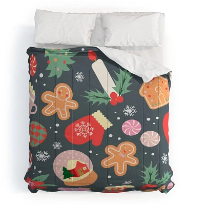 Deny Designs King Emanuela Carratoni Ditsy Christmas Comforter and Pillow Sham