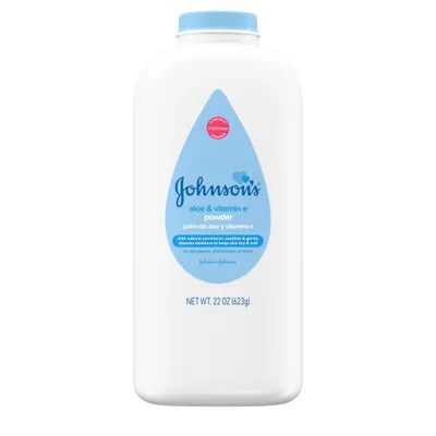 Johnsons Naturally Derived Cornstarch Baby Powder, Aloe & Vitamin E for Delicate Skin - 22oz