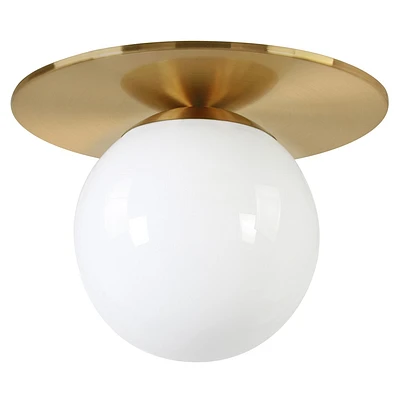 Hampton & Thyme 12 Wide Round Flush Mount with Glass Shade Brushed Brass/White
