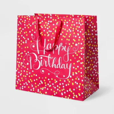 Large Confetti Birthday Gift Bag Pink - Spritz