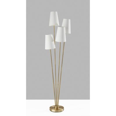 Wentworth Floor Lamp Natural - Adesso: Asymmetrical 4-Arm, Mid-Century Modern Design, Off-White Shades