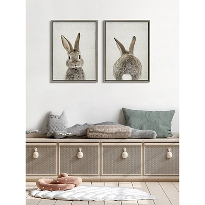 (Set of 2) 18 x 24 Sylvie Bunny Portrait and Tail by Amy Peterson Framed Wall Canvas Set  - Kate & Laurel All Things Decor