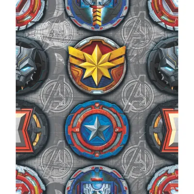 Avengers Emblems Peel and Stick Kids Wallpaper Red/Yellow/Gray - RoomMates