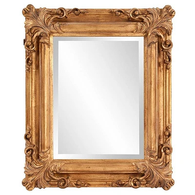 Howard Elliott 23x20 Wood Frame Edwin Decorative Wall Mirror Gold: Beveled Glass, Antique Style, Vertical/Horizontal Mount