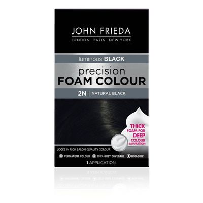 John Frieda Luminous Black Precision Foam Color, Hair Color Foam - 2N Natural Black