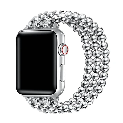 Posh Tech Nova Stainless Steel Beaded Band for Apple Watch - Silver