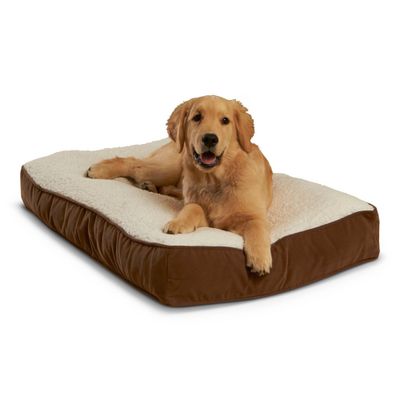 Kensington Garden Buster Deluxe Faux Shearling Rectangle Pillow Dog Bed - Latte/Birch