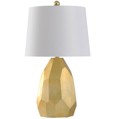 StyleCraft Painted Gold Table Lamp Gold : Modern Adjustable Head, 3-Way Switch, Linen Shade