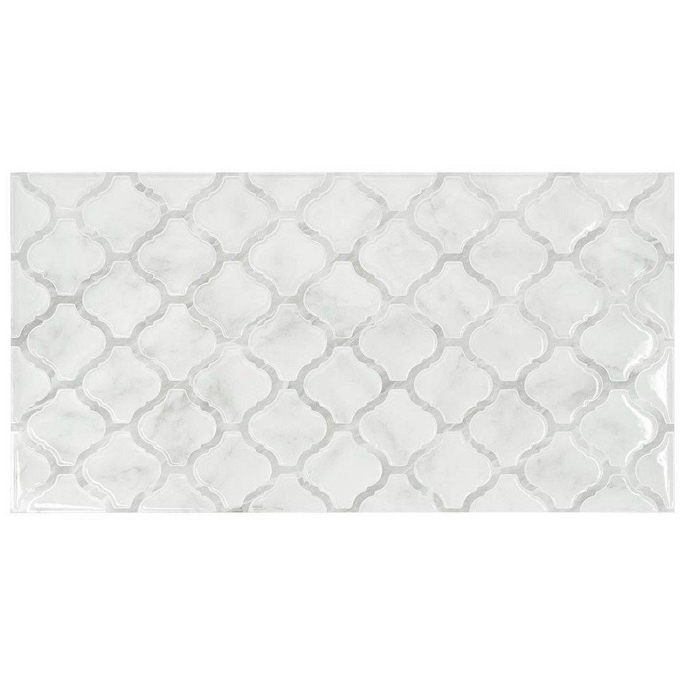 Smart Tiles 2pk XL Glossy Peel & Stick 3D Tile Paper Backsplash Arabesco Marble