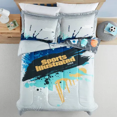 3pc Twin/Full Logo Engineered Kids Bedding Set - Sports Illustrated: Sports Theme Comforter & Shams, Soccer & Football