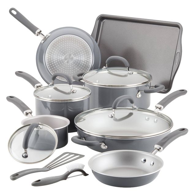 Rachael Ray Cook + Create 11pc Aluminum Nonstick Cookware Set - Almond