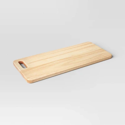 7.01x15.98 Rubberwood Rectangle Serving Board Brown - Threshold: Charcuterie & Serving Platter, Hand Wash