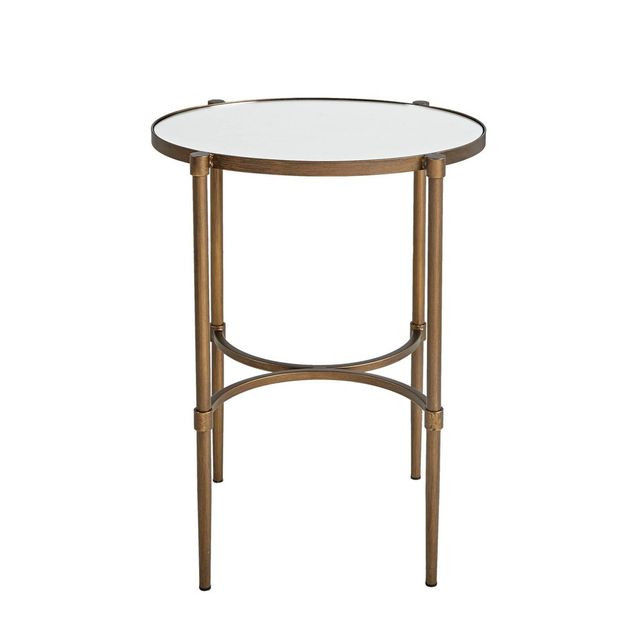 Lia Oval Accent Table Antique Bronze - Martha Stewart: Small Mirrored Drink Table, Country Farmhouse Style