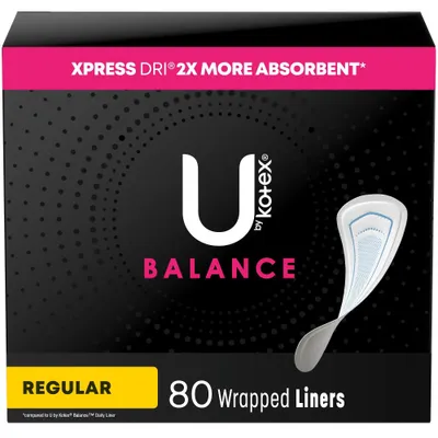 U by Kotex Balance Fragrance Free Panty Liners - Regular - 80ct
