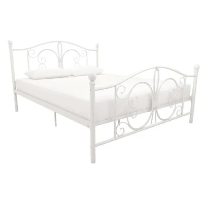 Bombay Metal Bed (Queen) - White - Dorel Home Products: Sturdy Platform, No Box Spring Needed