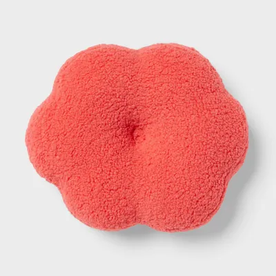 Flower Boucle Kids Decorative Pillow Coral Red - Pillowfort