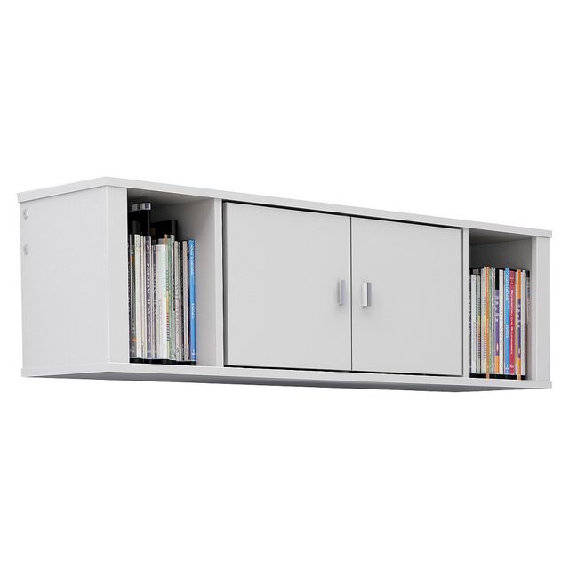 Designer Floating Hutch White - Prepac: Wall Mount, Storage Compartments, Chrome Handles