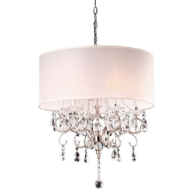 21 Antique Metal Chandelier with Ivory Shade, Crystal Accents - Ore International