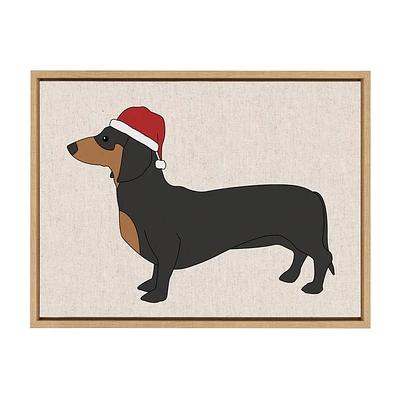 Kate & Laurel All Things Decor 18x24 Sylvie Dachshund Through The Snow Framed Canvas Wall Art by Jake Goossen: Modern Decor