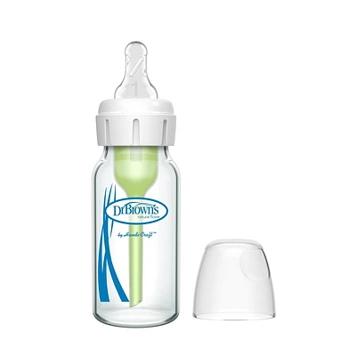 Dr. Browns 4oz Anti-Colic Options+ Narrow Glass Baby Bottle with Level 1 Slow Flow Nipple - 0m+