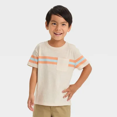 Toddler Boys Short Sleeve Chest Striped Pocket T-Shirt