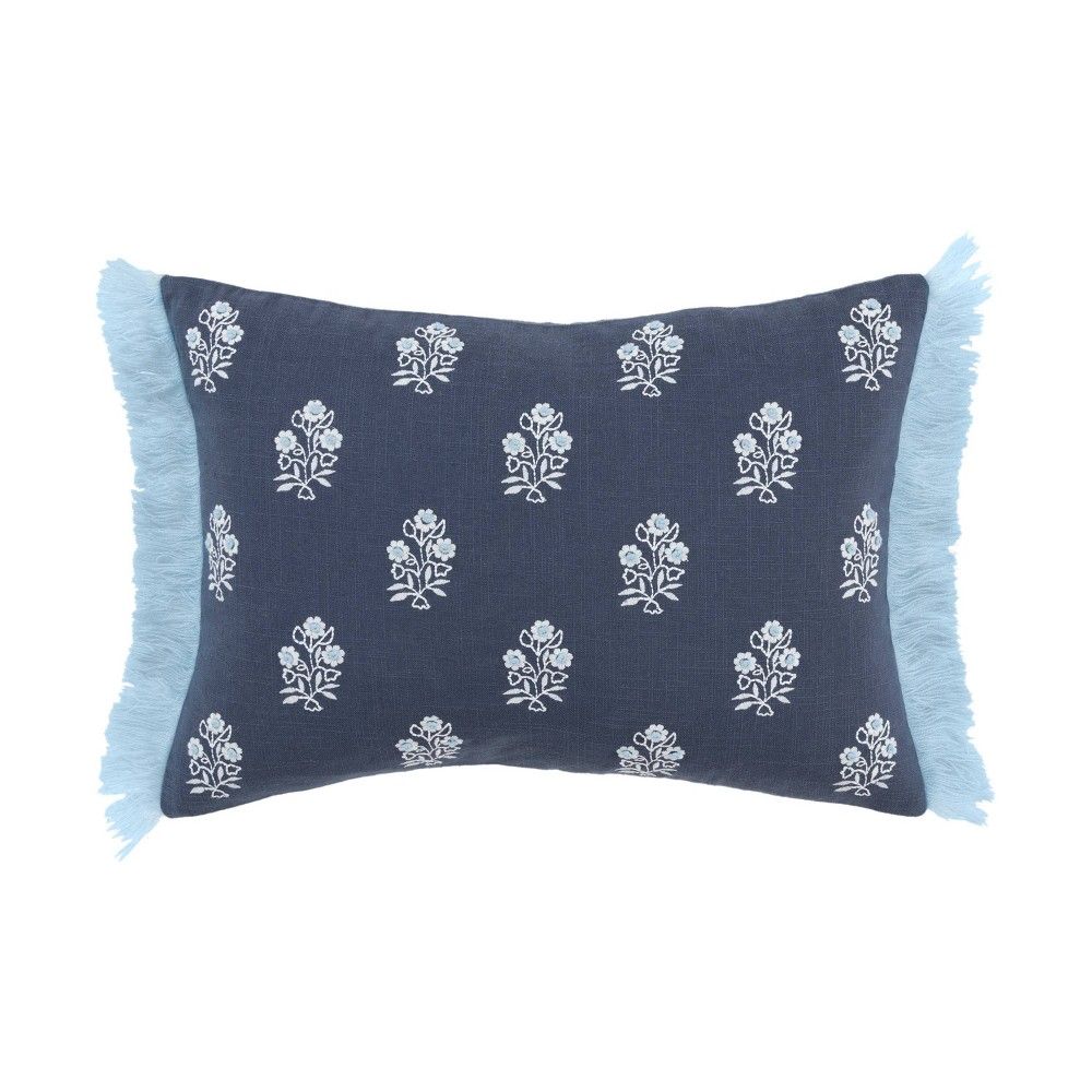 14x20 Oversize Monogram Lumbar Throw Pillow Cover Blue - Rizzy Home :  Target