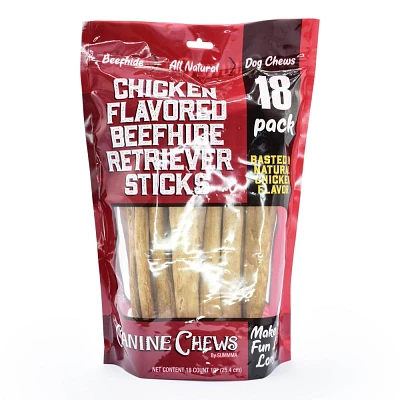 Canine Chews Chicken and Beef Flavor Sticks Rawhide Dog Treats - 18ct